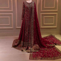 Deep Blood Red Bridal Gown