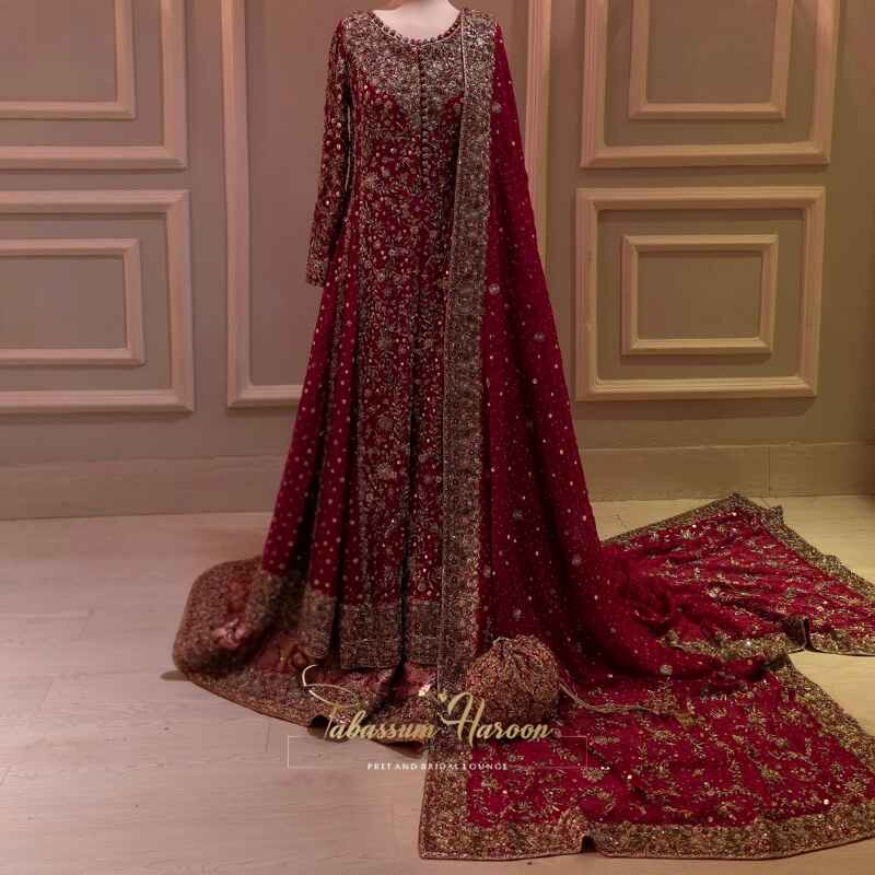 Deep Blood Red Bridal Gown