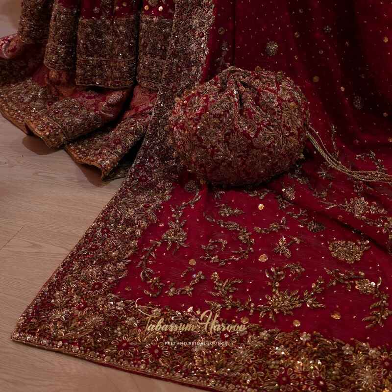 Deep Blood Red Bridal Gown