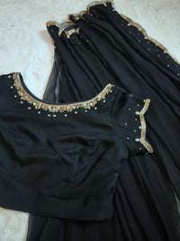 Black chiffom saree