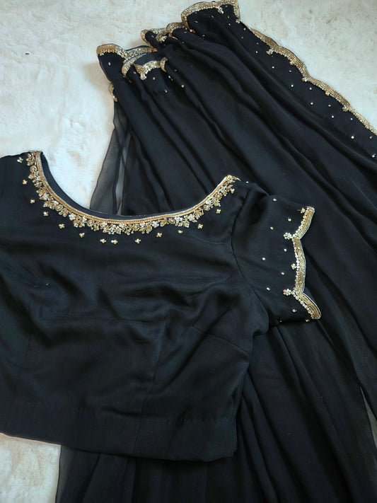 Black chiffom saree
