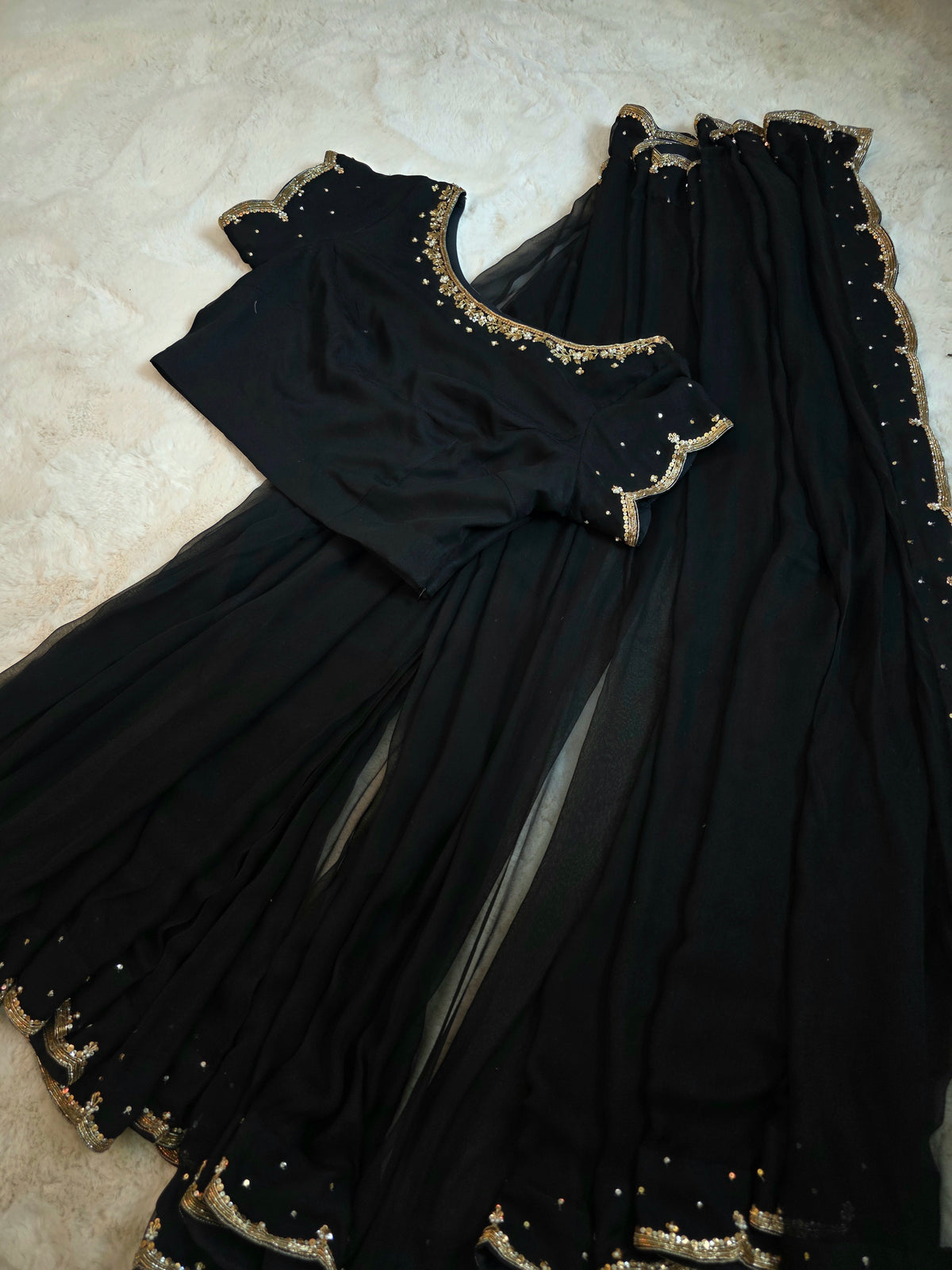 Black chiffom saree