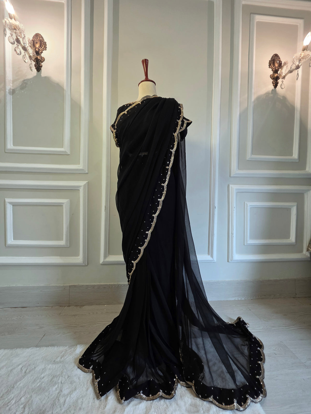 Black chiffom saree
