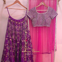 Purple Sheesha Silk Lehenga