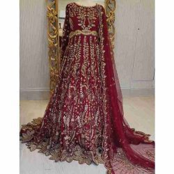 This opulent bridal gown, crafted in luxurious net fabric